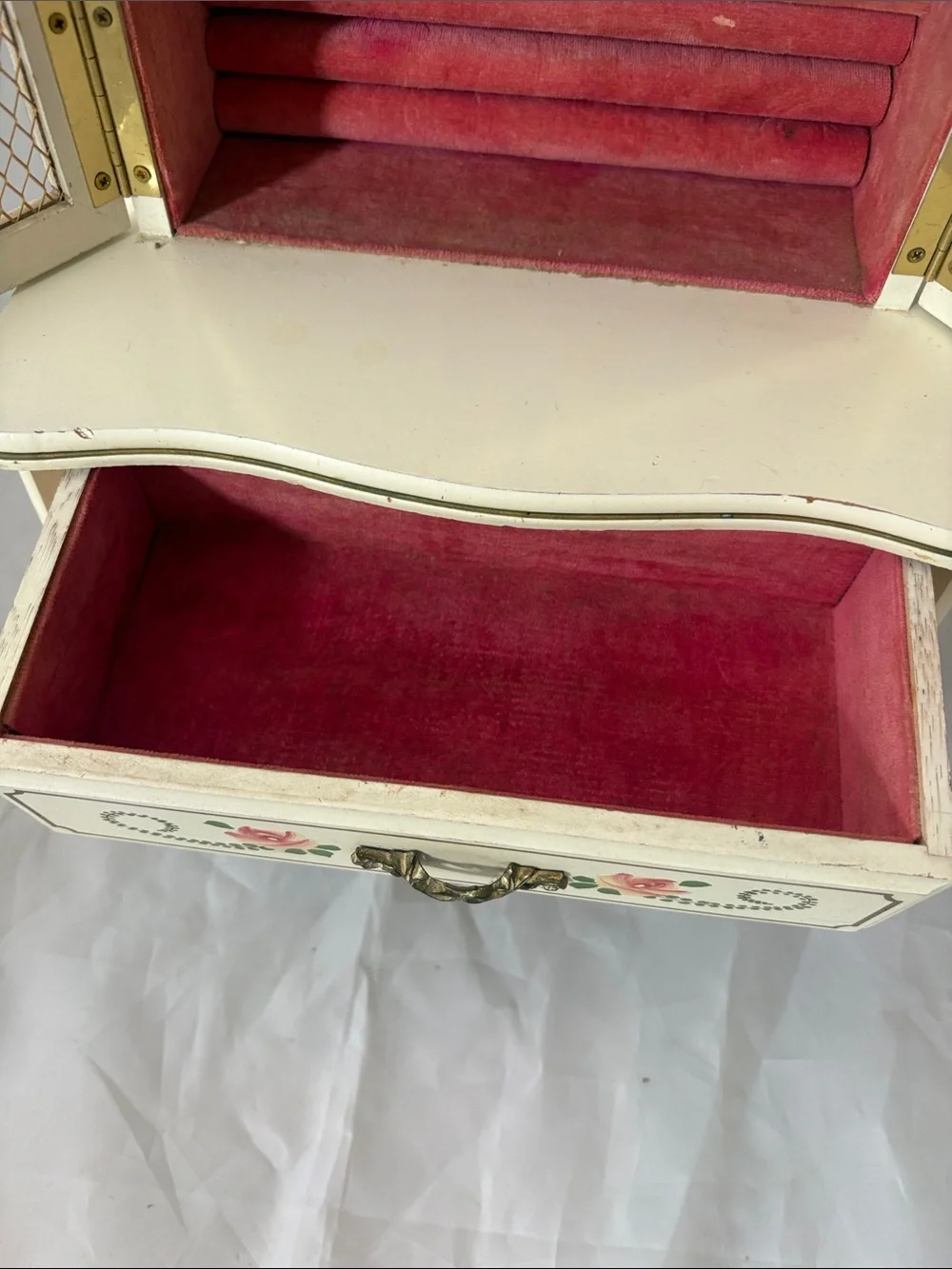 French Provincial Style Jewelry Music Box Armoire Chest- Made in Japan Vintage